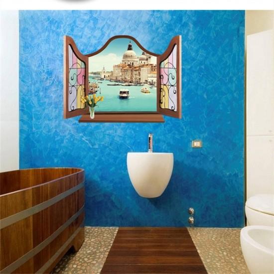 Wall stickers, decorative windows, Venice scenery, wall stickers, European style, water city, Venice, European style, peelable, scenery