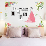 Bride and Poppy Wall Sticker, Photo Frame, Bridal Poppy Flower, Dreamy Dress, Woman size60x90 sk9353