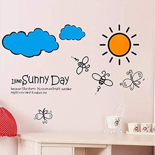 Removable Cartoon I Like Sunny Day Butterflies Bees Wall Stickers Living Kids Room Wall Sticker Decal Home Decor ee size 45x60 ay609