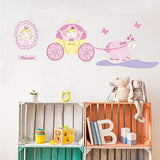 Fun Princess Carriage Pumpkin Horse Animals Flowers Floral Decorative Graphic Mural Art Wall Stickers size 50x70cm  Ncs014