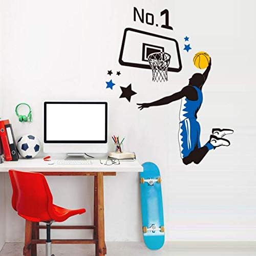 Player Playing Basketball Wall Decal Slam Dunk Basketball Players Wall Stickers size 50x70 ncs0021