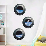 DNVEN 13 inches x 13 inches x 3pcs Set of 3 3D Astronaut Spaceman Galaxy Space Window View Faux Submarine Window Partial Frosted Frosting Murals Wall Decals Removable Wall Stickers for Bedrooms 30x90cm z-1-002