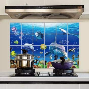 Kitchen Oil Proof Wall Sticker Heat Resistant Waterproof Self Adhesive Backsplash Cover for Kitchen Wall Protection
