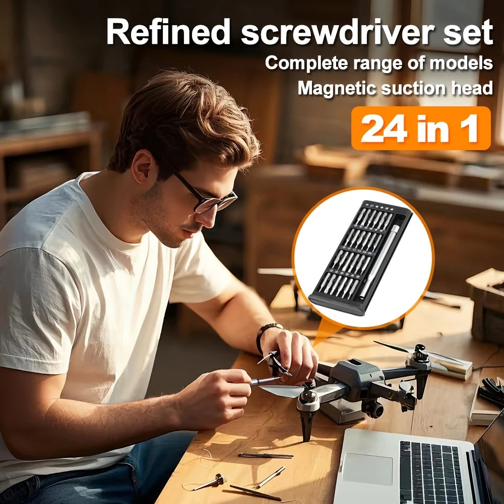 24 in 1 Precision Mini Magnetic Screwdriver Set, 24 in 1 Tool Kit, The Ultimate Electronic Repair Tool Kit for Phone, Tablet, Computer, Laptop, PC, Game Controller, Watch, Precision Screwdriver Set Magnetic