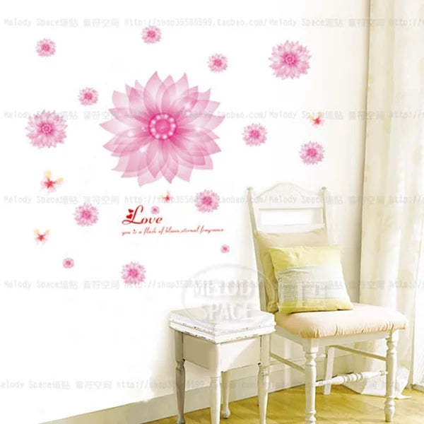 XY8056 WALLSTICKER wall sticker MUCH PINK FLOWERS