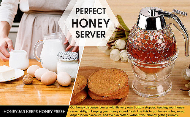 Honey Juice Syrup Dispenser Pot Jar For Kitchen Bee Drip Storage  200 ml