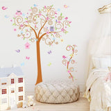 JM7250AB Owl Tree Wall Stickers for Kids Rooms 2pcs=1set Large Home Decor