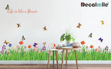 Green Grass Flowers Butterflies Wall Corner Decals Living Room Bedroom Baseboard Skirting Line Wall Stickers Art stiker dinding Wallsticker decalmile SK9057 Size: 30x 90cm