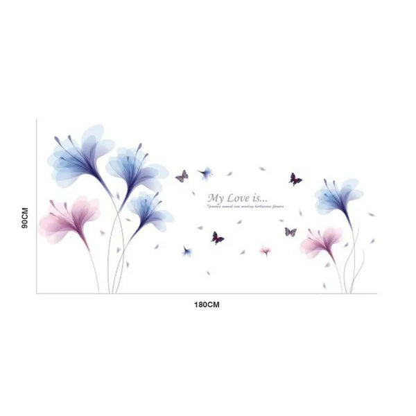 METH FLOWER SHABBY WALL STIKER  Kids Room Bedroom TV Background Decoration WallStickers XL8262 Size: 60X90