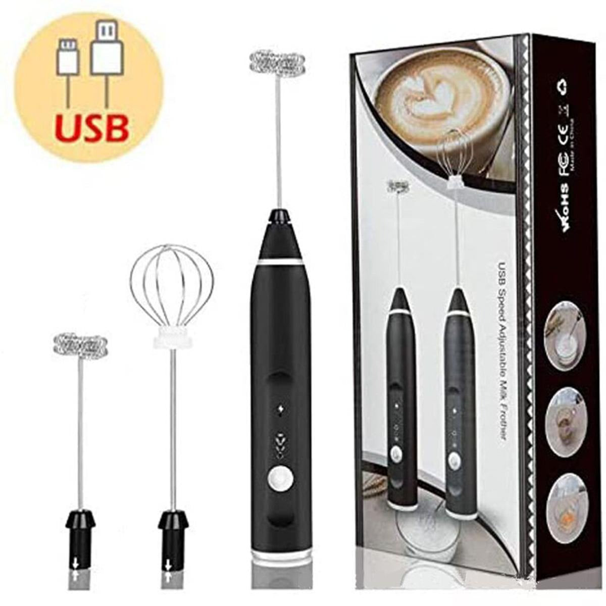 Handheld Electric Milk Frother Whisk Egg Beater USB Rechargeable Coffee Blender Household Milk Shaker Mixer Foamer Food Blender (random color)