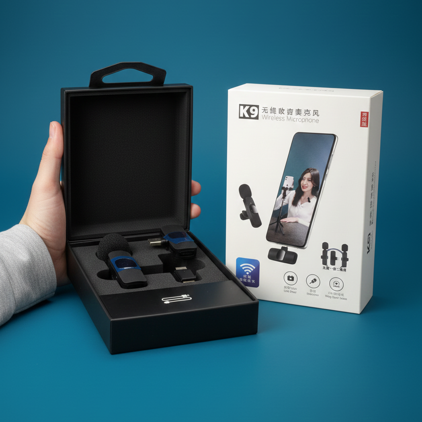 K9 Double Mic | Type?C Connector ?? | Good Sound Quality | Long Battery ?? Time | Portable Wireless