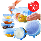 Silicone Stretch Lids | Pack of 6 | Reusable Bowl Covers | Multi?Size Food Savers | Random Colour