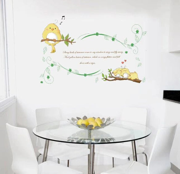 【WEJA】Cartoon bird stickers background stickers cute creative combination decorative painting DIY can remove wall stickers room deco size 50x70 mj7017