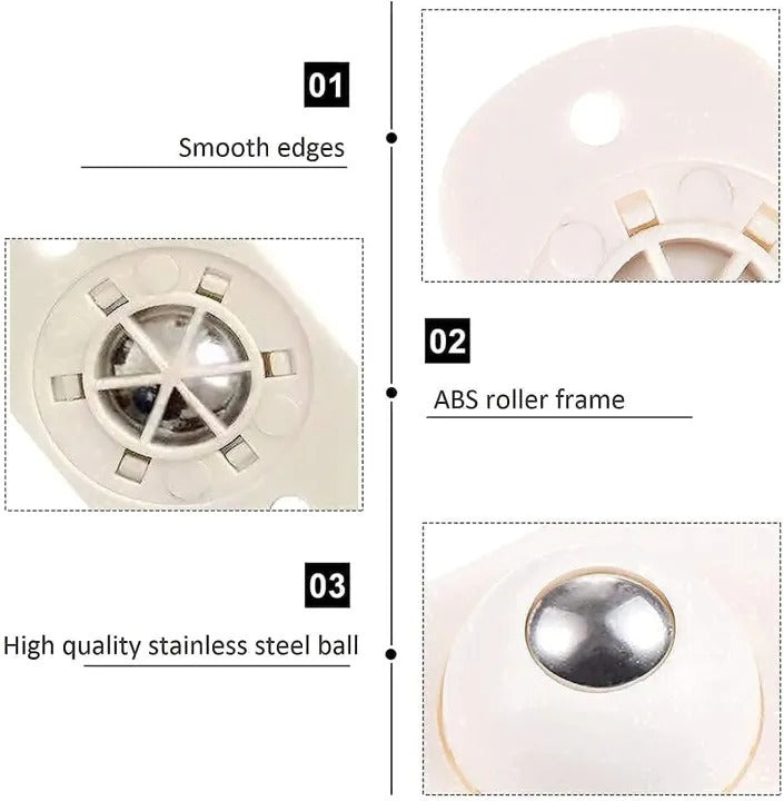 Mini Furniture Mover Wheels | Set of 4 | 360° Rotation | Stainless Steel KS | For Furniture & Storage