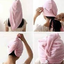 Quick Dry Towel Hair Drying Terry Hat Quick Dryer Water Absorbent Shower Turban Fast Magic Hair Wrap with Button Wrapped Bath Cap Facial Salon Face Wash Towels