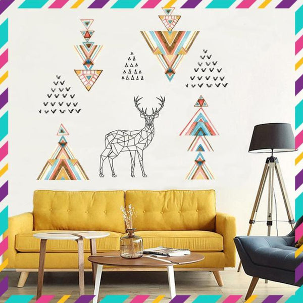 Wall decal with deer decorative stickers and artistic shapes JM7332 Zooyoo