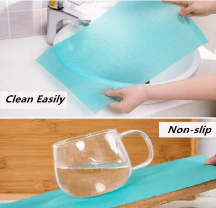 Refrigerator Mats Shelf Liners, 45 ×150cm Plastic Refrigerator Liners Washable Can Be Cut Waterproof Refrigerator Pads Fridge Mats Drawer Table Placemats (1 Roll Multicolors)