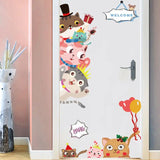 Living room bedroom room door wall decoration self-adhesive creative personality Nordic cute animal wall stickers wall stickers size 60x90  sk9347 kids Sticker