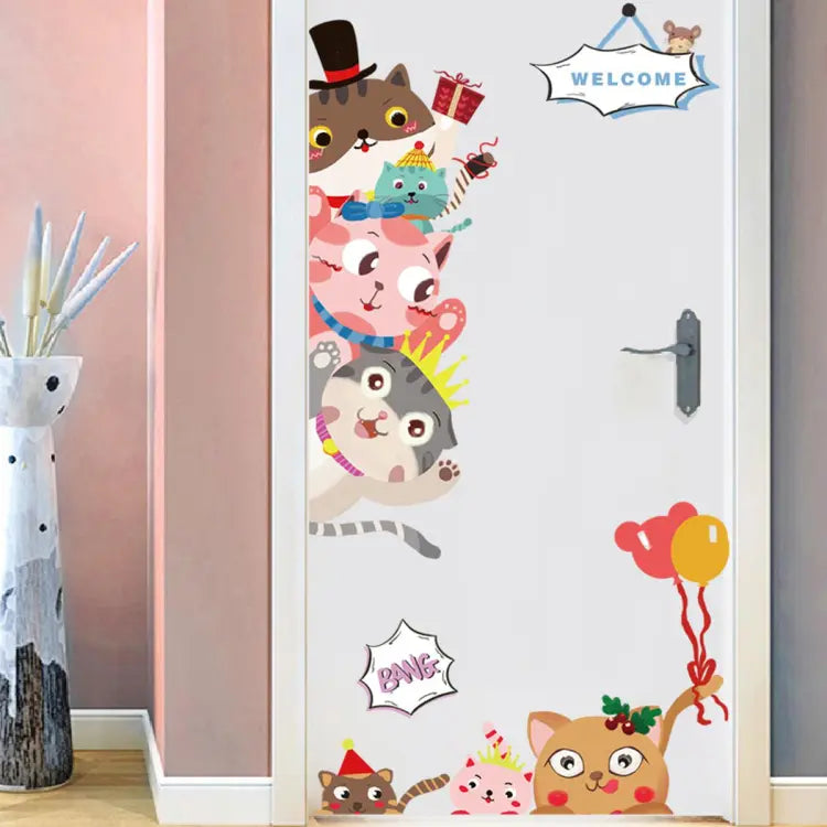 Living room bedroom room door wall decoration self-adhesive creative personality Nordic cute animal wall stickers wall stickers SK9347