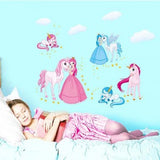 Funky Planet Cartoon Large Wall Stickers Removable Wall Decals Home Decor PVC Art Mural Baby Boys Girls Kids Bedroom Decoration Wall Sticker (unicorns) size 50x70cm Ncs009