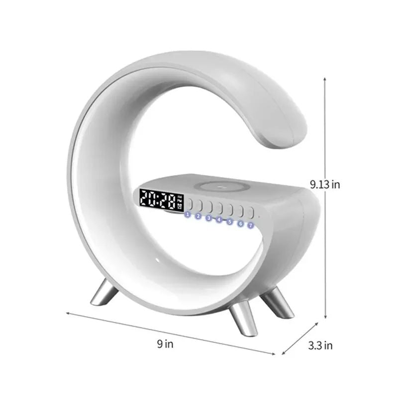 G63 RGB Light Bluetooth Speaker with 10W wireless charging  4 in 1 LED Atmosphere RGB Night Light Alarm Clock Desk Lamp Bluetooth Speaker Wireless Charging Modern