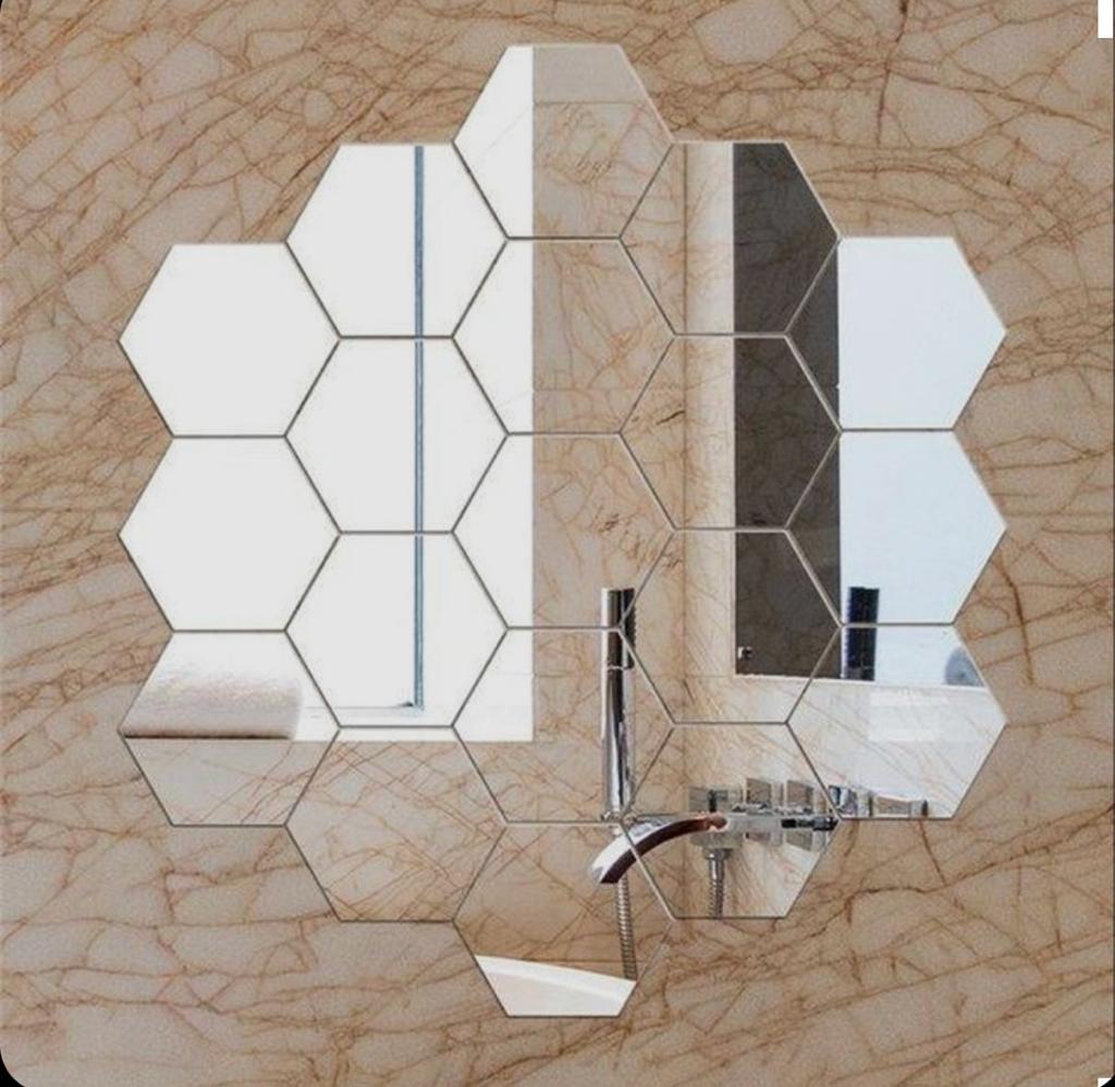 Hexagon shape Acrylic mirror wall stickers - Pack of 24pcs
