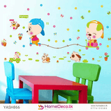 Cute Puppies Kids Wall Sticker | Buy This Cheerful Room Decor size 50x70 xls7100