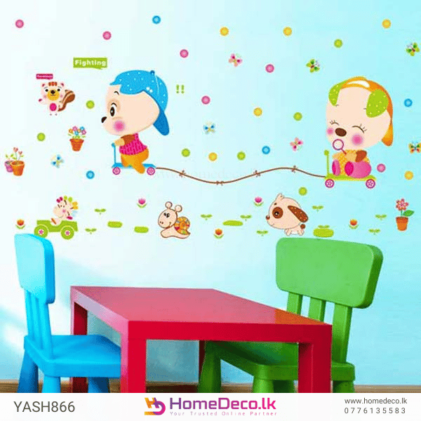 Cute Puppies Kids Wall Sticker | Buy This Cheerful Room Decor size 50x70 xls7100