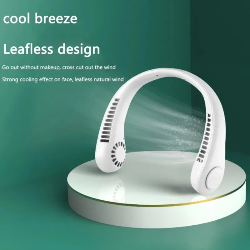 Mini Hanging Neck Fan High Wind 3 Speed Adjustable USB Charging Portable Quiet Super Long Life Outdoor Sports Office Camping (Random Color)