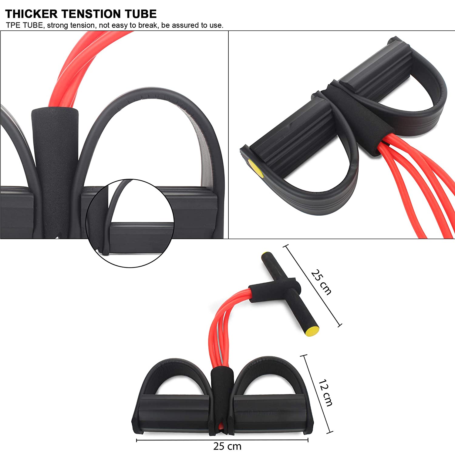 Foot Pedal Resistance Band Elastic Sit-Up Pull Rope Yoga Fitness Gym - Elastic Pull Ropes Tummy Trimmer ( Random Color )