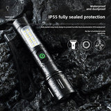 Rechargeable White Laser Super Battery Aluminum LED Flashlight, Body  Tactical,Long Battery Zoomable, Light