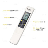 Portable Digital Water TDS, EC, And Temperature Meter (3-in-1) With ATC Function, 1ppm Resolution, 0-9990ppm Purity Tester