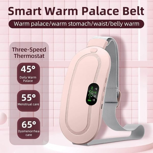 Cramp Relief Belt – Portable Menstrual Heating Pad | 3 Heat Levels & 4 Massage Modes | Electric Heating Belt for Women & Girls
