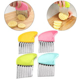 French Fry Crinkle Cutter – Stainless Steel Wavy Slicer Knife for Potatoes, Vegetables & Fruits | Easy Grip Chopper Tool for Kitchen Cutting & Garnishing