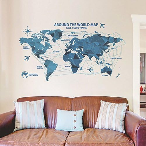 Kay Lara Wall Sticker World Map Stylish Wallpaper Sticker Removable DIY Wallpaper Sticker size 60x90  xh0960c