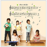 Ay7106 Music Sticker Music is My Life Theme Music Bedroom Decor & Dancing Music Note Removable Wall Sticker