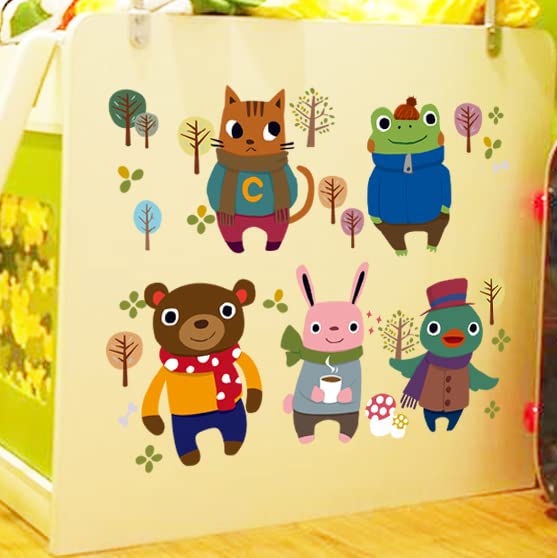 JAAMSO ROYALS DIY Carton Animal Friends Peel and Stick Self Adhesive Wall Sticker for Kids Room Bed Room Wall Decor  size 50x70 ay6043