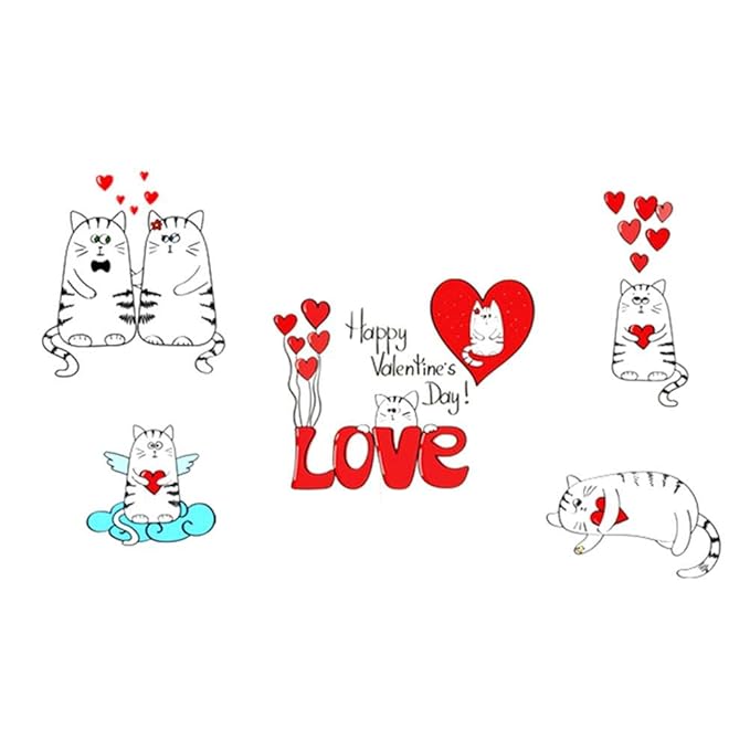 Cute Cartoon Cat Wall Stickers Cupboard Room Glass Windows Decals SK5002