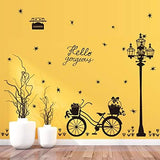 Black street lamp bicycle wall sticker Vinyl DIY Street light art wall decals For Living room study room wall decor stickers size 60x900 ay9264