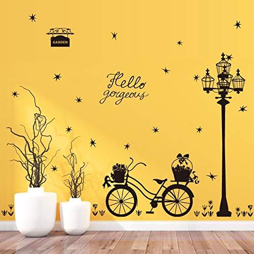 Black street lamp bicycle wall sticker Vinyl DIY Street light art wall decals For Living room study room wall decor stickers size 60x900 ay9264