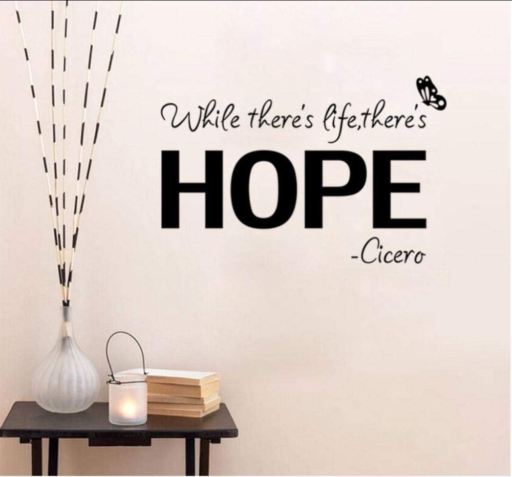 Hope Motivation Wall Sticker While There is Life There is Hope Wall Decal Living Room Bedroom Office Wallpaper Decor Mural size 50x70 dzr2021