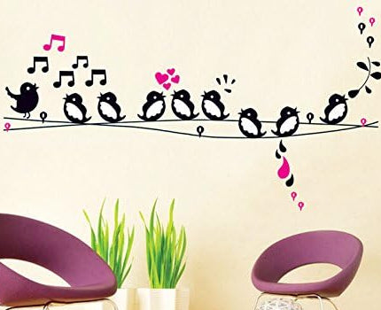 love Birds Music Wall Sticker House Wall Sticker Removable Living Room Wallpaper Bedroom Kitchen Art Painting Sticks  size 50x70 dm570024