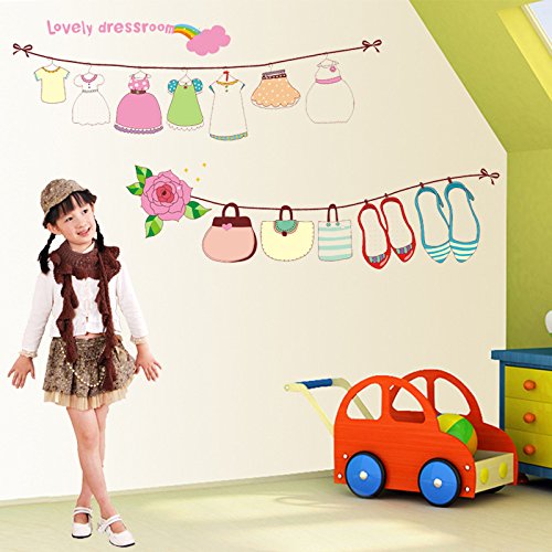 Mr.S Shop Living Room Sofa Bedroom Background Decorative Wall Stickers Creative Clothesline Beautiful Women Sticker size 50x70 xls7103