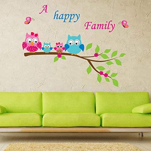 Home Decoration Kid's Room Decal Cartoon Cute Happy Owl Family Wall Sticker size 45x60 ay6013