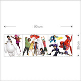 Big Hero Baymax Wall Stickers for Kids Room Home Decoration PVC Walls Decal Cartoon Movie Mural Art 30 * 90Cm