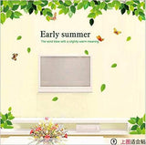 Large removable wall stickers Spring life green leaves art decal PVC environmental Home decoration Living room Sitting room Sofa TV background size 60x90 am081