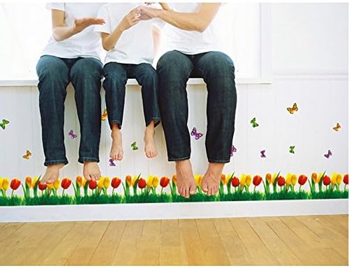 Tulip Flowers Butterflies Wall Stickers Removable Wall Decals Home Decor PVC Art Mural Baby Boys Girls Kids Bedroom Kitchen Decoration Wall Stickers Posters size 50x70 dlx501