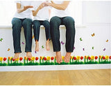 Tulip Flowers Butterflies Wall Stickers Removable Wall Decals Home Decor PVC Art Mural Baby Boys Girls Kids Bedroom Kitchen Decoration Wall Stickers Posters size 50x70 dlx501