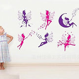 6 Magic Fairy Pink and Purple - Removable and Re-Positionable Children's Room Art Decal Wall Stickers size 60x90  jm8259