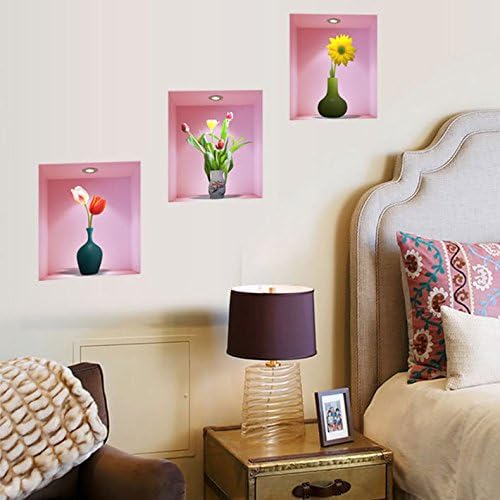 Kay Lala Trick Art Wall Sticker Flower Vase Sunflower Tulip Nordic Modern Cute Wallpaper Sticke  size30x33 z-003  r